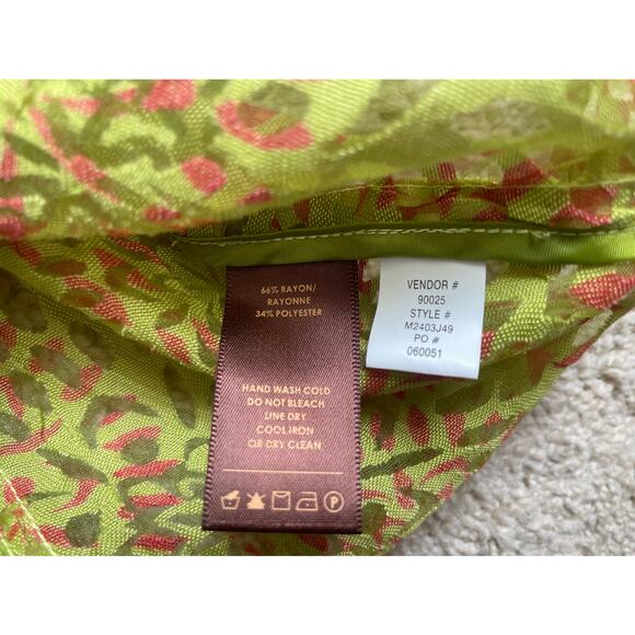 Multiples Button Down Top Size Medium 3/4 Sleeves Sheer Lightweight Green - Picture 5 of 5